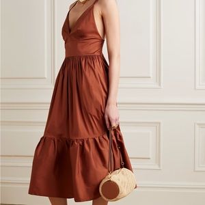 NWT Max Mara Aquila Tiered Cotton-Blend Poplin Midi Dress